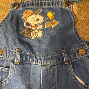 EUC size 24 month snoopy overalls snap legs